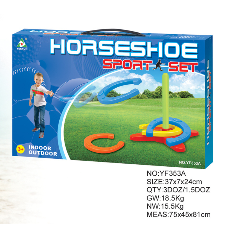 Colorful Plastic Horseshoe Ring Toss Game Set for Outdoor Lawn Fun
