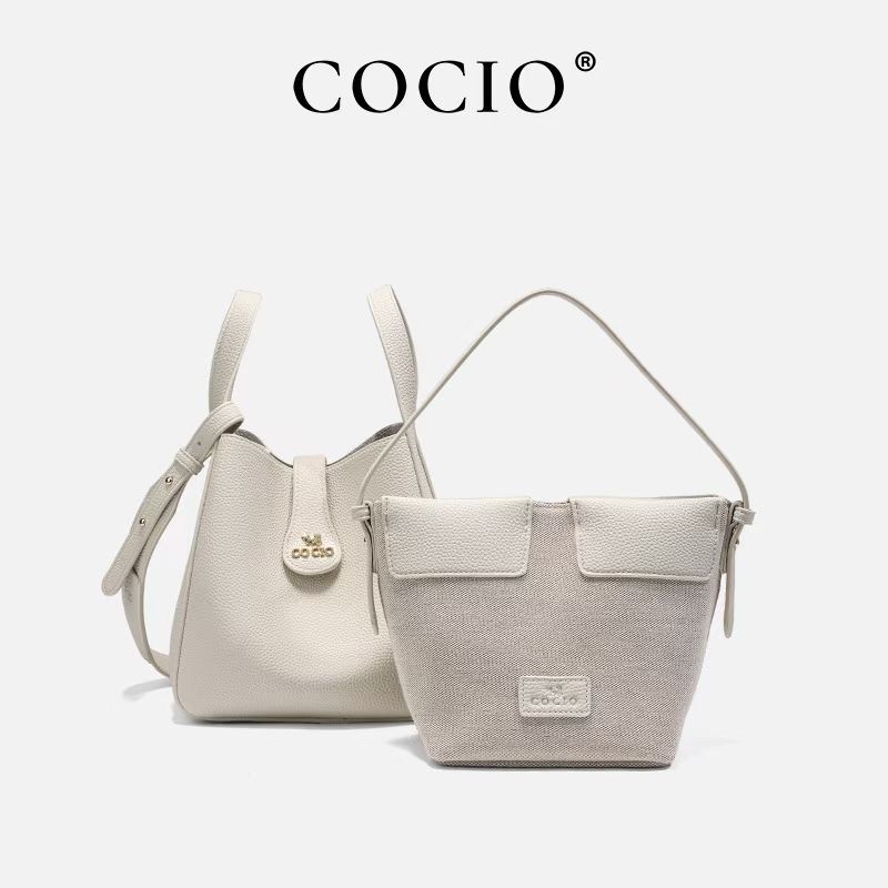 COCIO designer bag New affordable luxury genuine leather bucket simple high-quality fashionable casual womens composite bag