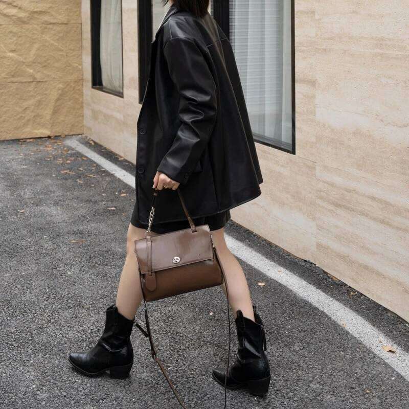 YANATARI Genuine Handbag Leather Minimalist Crossbody Women Female Shoulder Bag Cowhide Vintage Bag