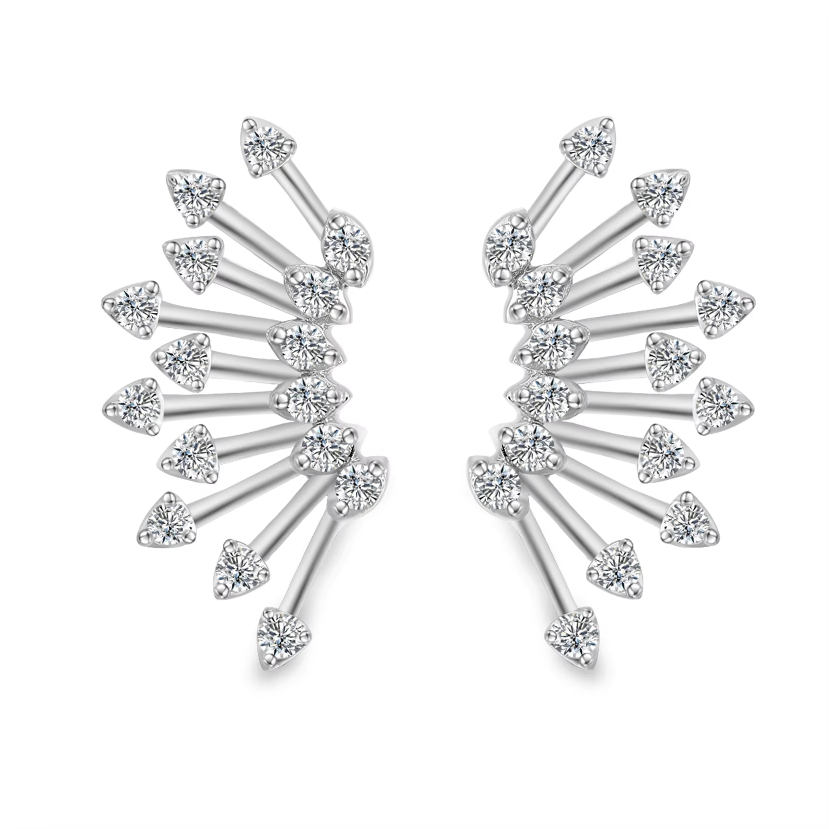 MT 925 Sterling Silver Cubic Zirconia Half Sun Stud Earrings for Women, 18K Gold Plated Sunshine Hypoallergenic Earring Fashion Jewelry