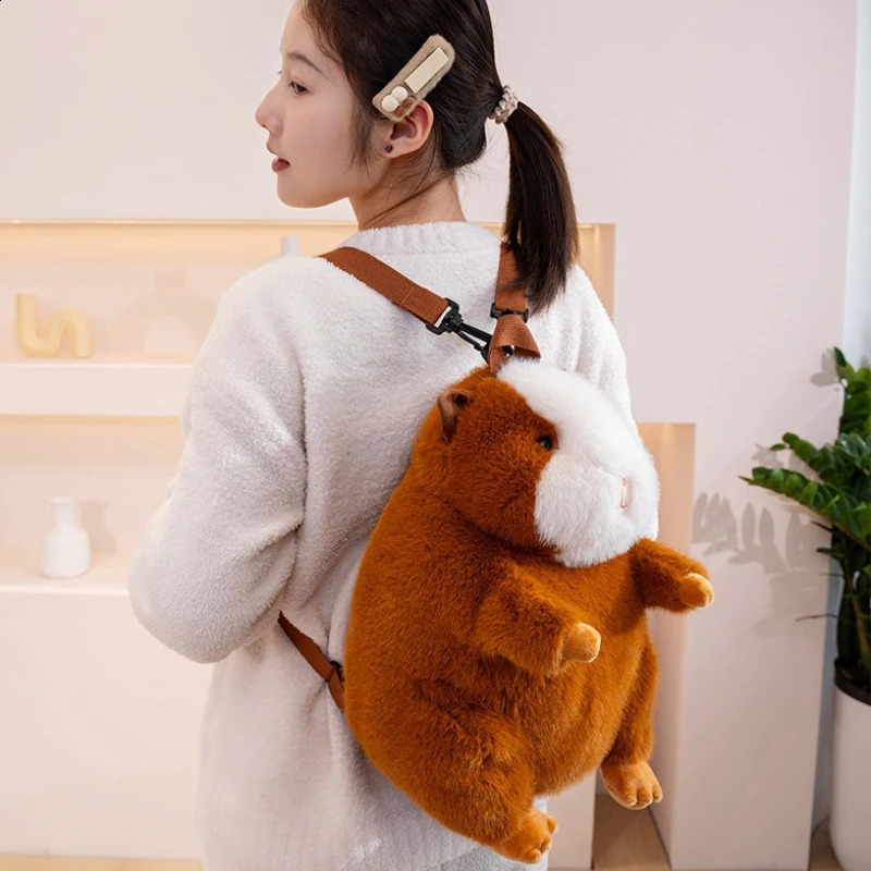 Cute Cartoon Guinea Pig Plush Backpacks Soft Stufted Dolls Kawaii Piggy Plushies Bag Childrens Backpack Womens Handbag 250828