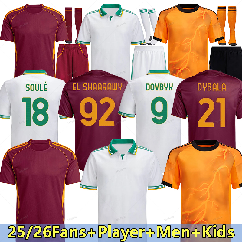 25 26 Maglia Roma Third Soccer Jerseys 2025 2026 PELLEGRINI home Away Pellegrini KONE CRISTANTE Dovbyk DYBALA Football Jersey Shirts Kit Players fans Men Kids