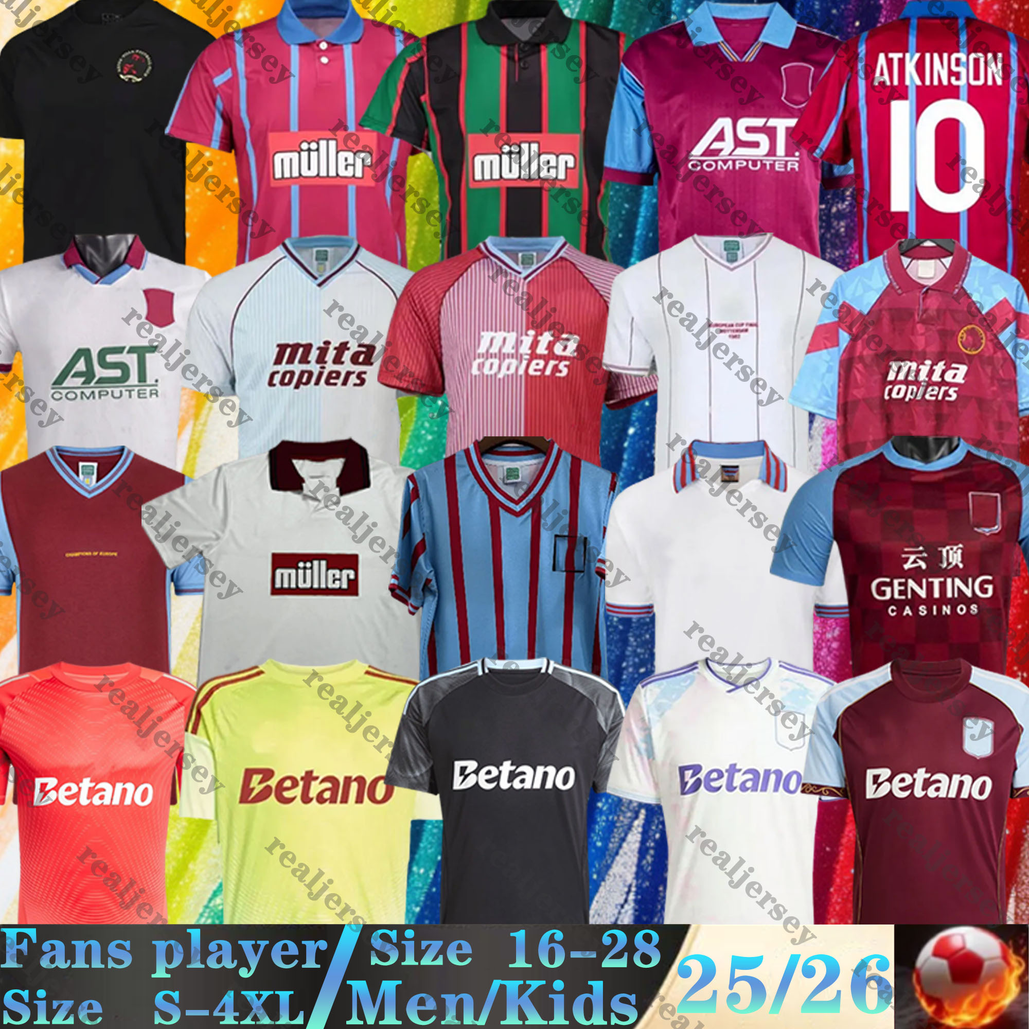 25 26 Aston Vera soccer jersey Retro 93 95 98 BAILEY MALEN home away third villa McGINN ONANA WATKINS KONSA MARTINEZ 2025 2026 football shirt top Men kids kit goalkeeper