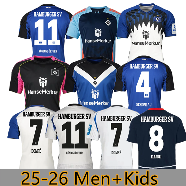 24 25 26 Hamburg SV hamburger Soccer jersey kit Adult SELKE KONIGSDORFFER DOMPE GLATZEL REIS hamburger maillot de football HSV Retro 74 75 80 82 83 84 football shirt
