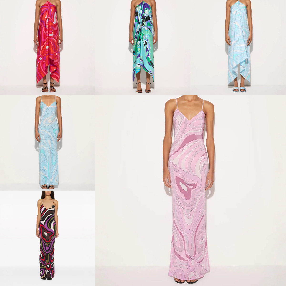 Luxury Women Sexy Halter Dress Designer Colorful Backless Vest Tops Maxi Skirts Outfit Summer Beach Vacation Birthday Cover Up Dresses Brand Bohemian Long Dress