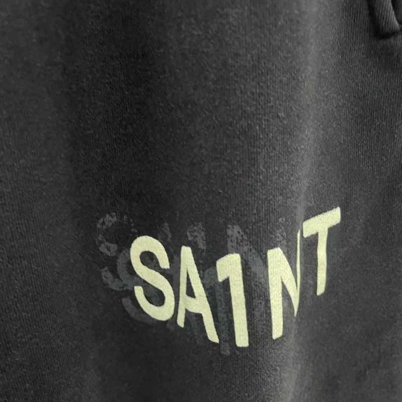 Winter High Street American Casual Loose Saint Sweatpants Men Women Vintage Graffiti Print Drawstring Jogging Pants Trousers X250828