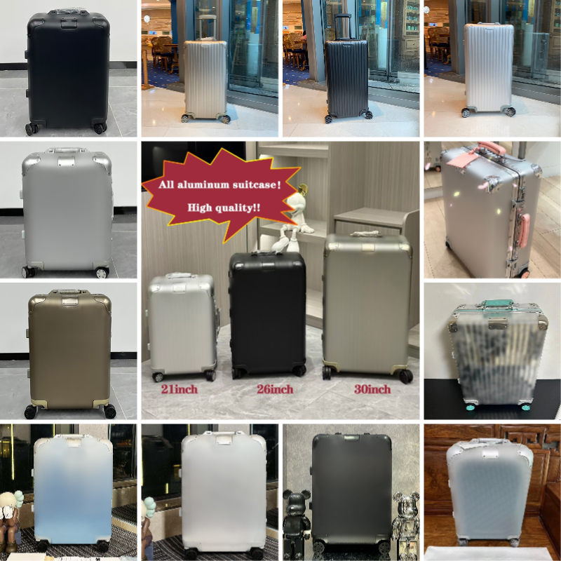 Ri0 Designer Aluminum Suitcase Cabin Trunk Metal Combination luggage Luggage set fashion universal wheel large capacity trolley case boarding box 21-3