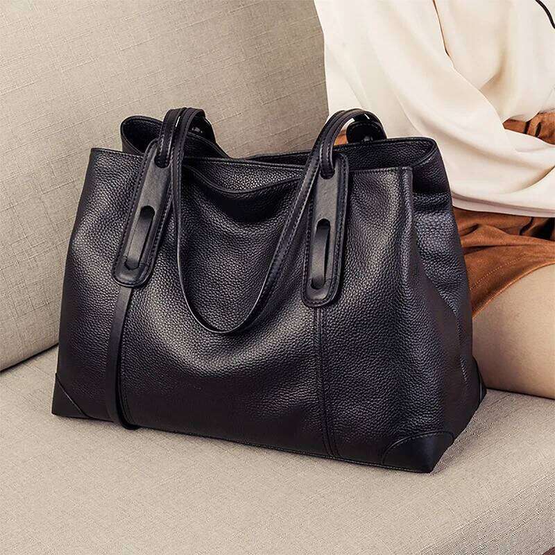 100% Genuine Leather Women Tote 2025 Shoulder Crossbody Bag Large Capacity Ladies Makeup Commuter Bag For Shopping