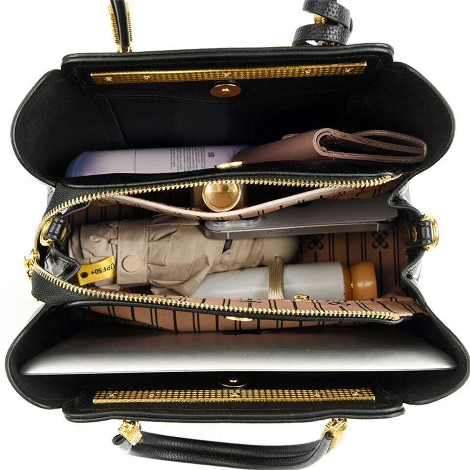 Soft Leather Handbags Women Bags Designer 3 Layers Shoulder Crossbody Sac Ladies Large Capacity Shopping Messenger Tote