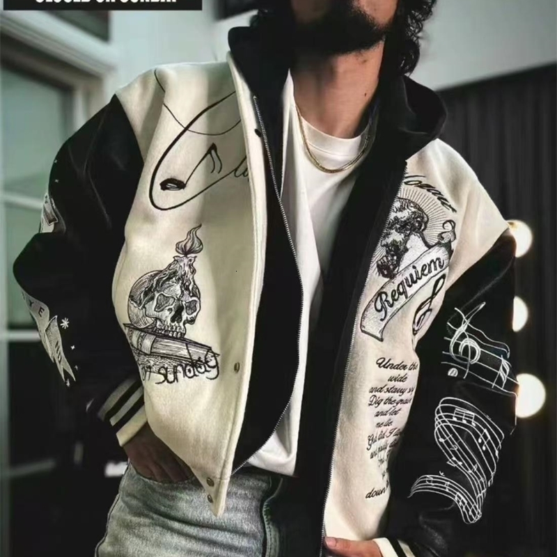 y Varsity Jacket Men PU Leather Sleeves Oversized Bomber Jacket Baseball Coats Streetwear Clothing 250828