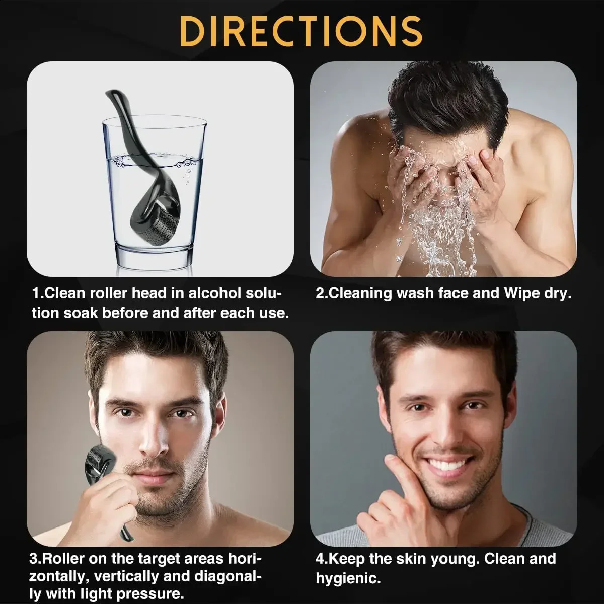 Derma Roller for Facial Body Hair Growth540 Needles Micro Face Roll Tool Skin Beard 0.2mm 0.25mm 0.3mm 250820