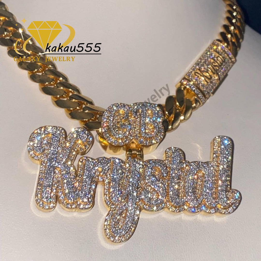 Custom Moissanite Pendant Necklace Vvs Diamond Mossanite Iced Out Name Pendants Letter With Moissanite Chain