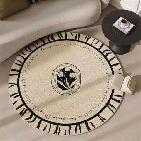 Romantic Round Floral Area Rug Living Room Bedroom Sofa Side Light Non-slip Soft Carpet Modern American Style Floor Mat H260226