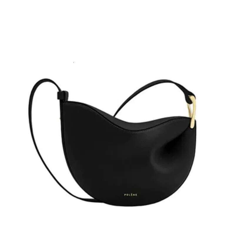 Small Niche Design Pea Boling En Saddle Real Leather Bag, One Shoulder Crossbody Bag