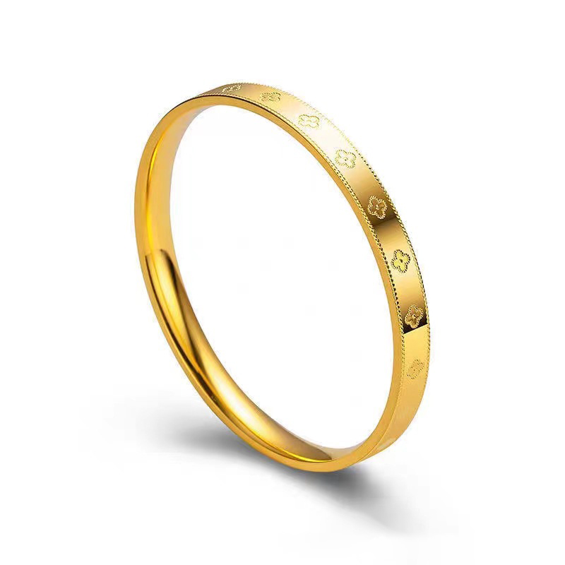 European and American fashion bracelets for women, lucky four-leaf clover bracelet, 18K gold-plated stainless steel, luxury designer wedding bracelet