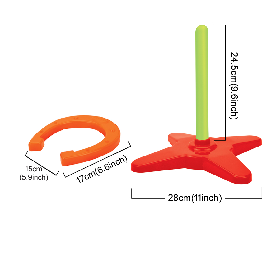 Colorful Plastic Horseshoe Ring Toss Game Set for Outdoor Lawn Fun