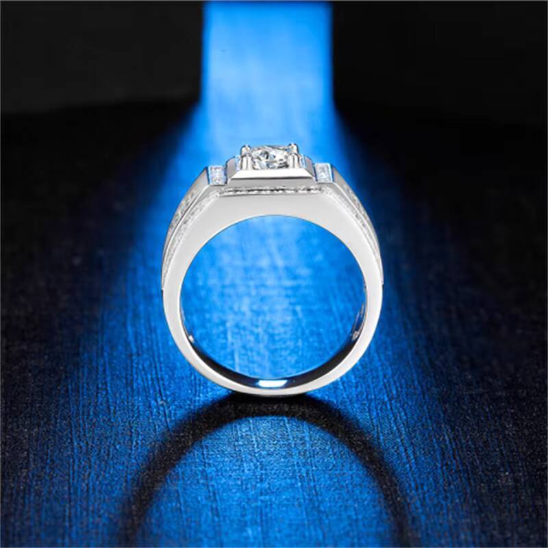 Mossanite 925 Silver Man Ring VVS1 Moissanite Diamond 6.5mm 1.0 Ct Square Engagement Wedding Rings Band Men Ring for Men