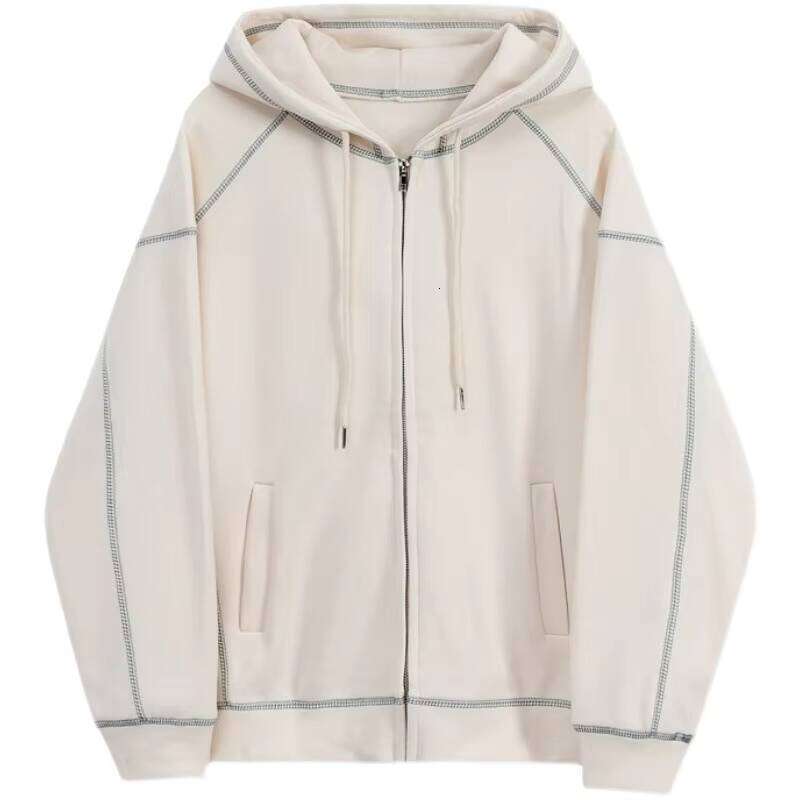 2025 Spring New Design Men's 100% Cotton Hooded Zipper Sweatshirt Contrast Color Long Loose Thin Cardigan Jacket for Men