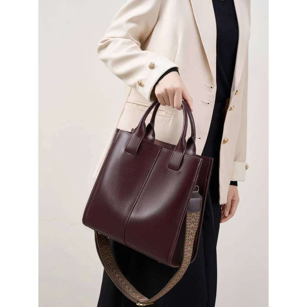 YANATARI Female Genuine Leather Handbags Women Shoulder Crossbody Vintage High-Capacity Tote Minimalist Bag