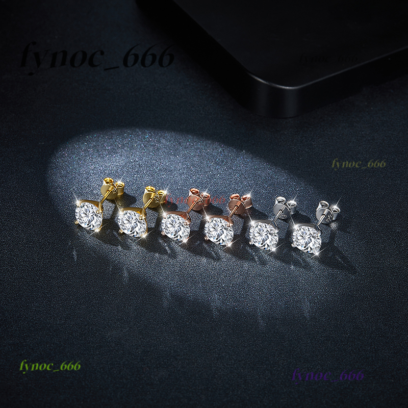 6.5mm Moissanite Gemstone Fashion Earrings Simple Design 18k Gold Plated Round Moissanite Earrings for Men