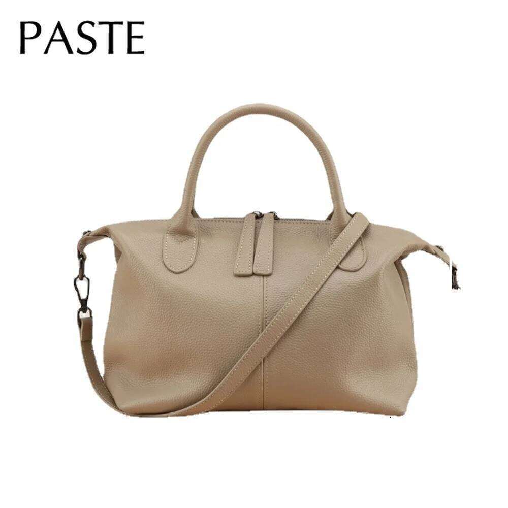 Natural Leather Bag Vintage 100% Real Cowhide Handbags Casual Top Quality Solid Shoulder Bags Large Tote For Women