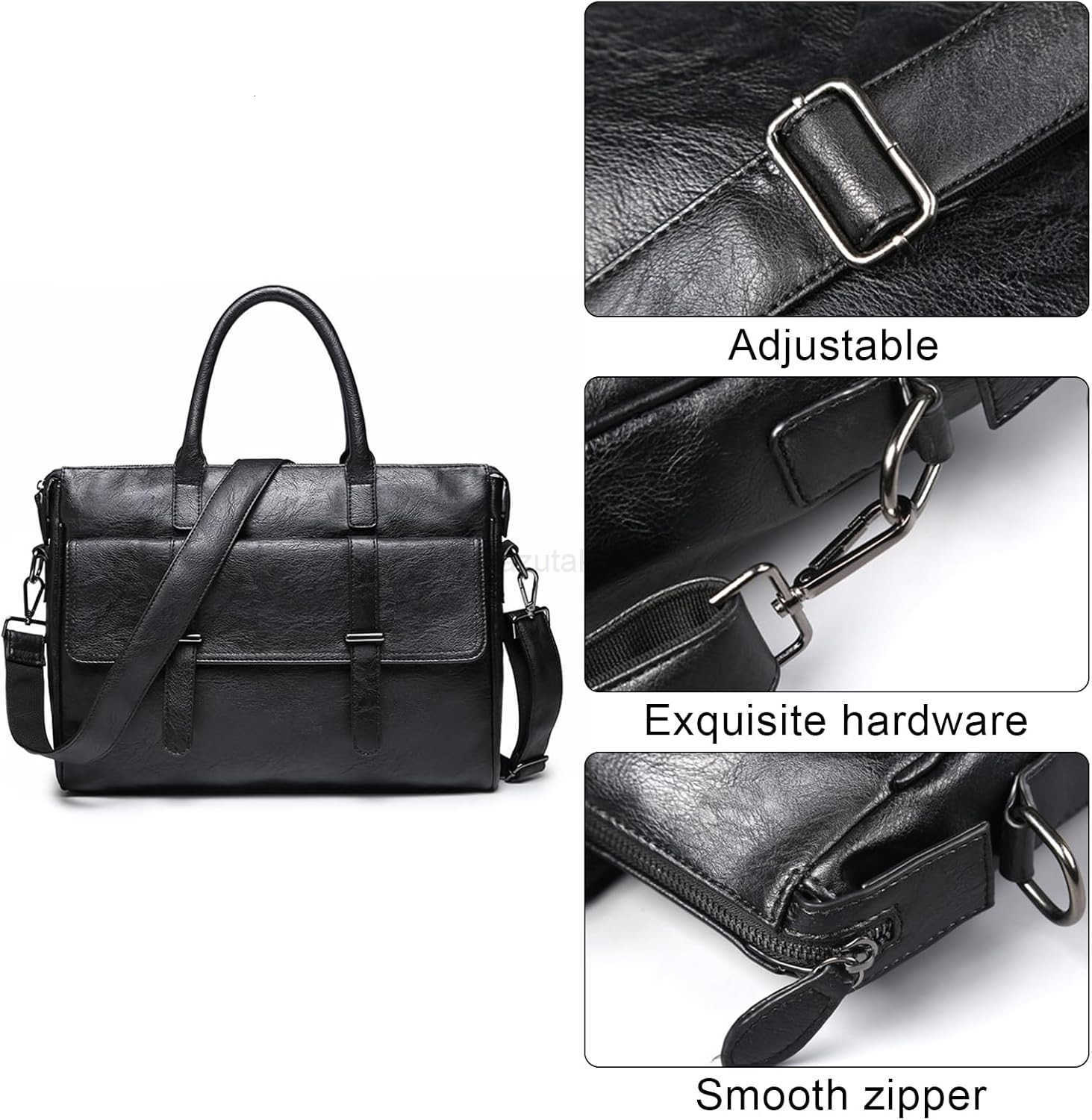 Leather Messenger Bag Satchel Bags Large Sling Briefcase Bag for Men and Women Waterproof Crossbody Shoulder Handbags with Adjustable Shoulder Strap f