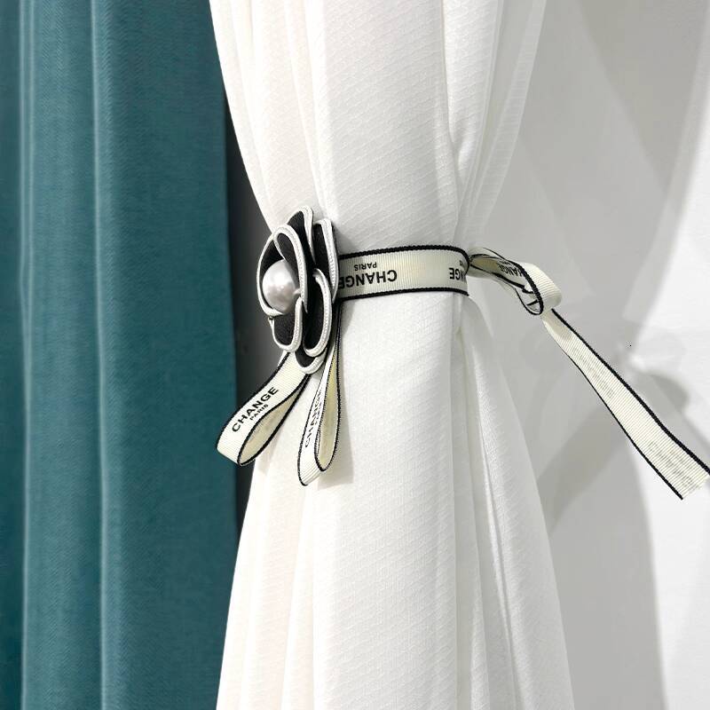 Camellia Flower Small Fragrance Style Tiebacks Simple Sheer Curtain Binding Bands Drawstring Storage Buckle Decorative Accessories ddmythur