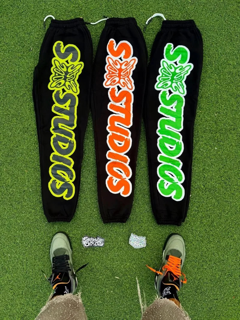 High Street Trendy Casual Clothing Hip Hop Fashion Colorful Letter Men Set American Harajuku Retro Oversized Hoodie Women 250911