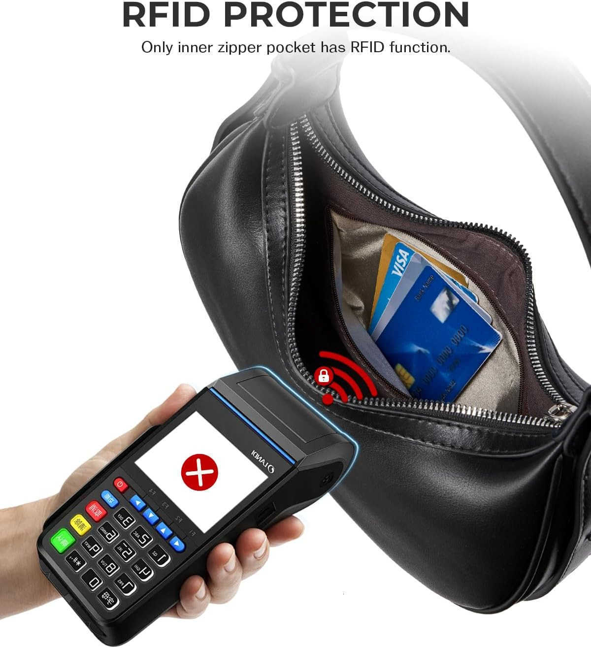 oulder Bag for Women RFID Vegan Leather Crescent Hobo Bag Clutch Underarm Purse TopHandle Travel Handbags M250828