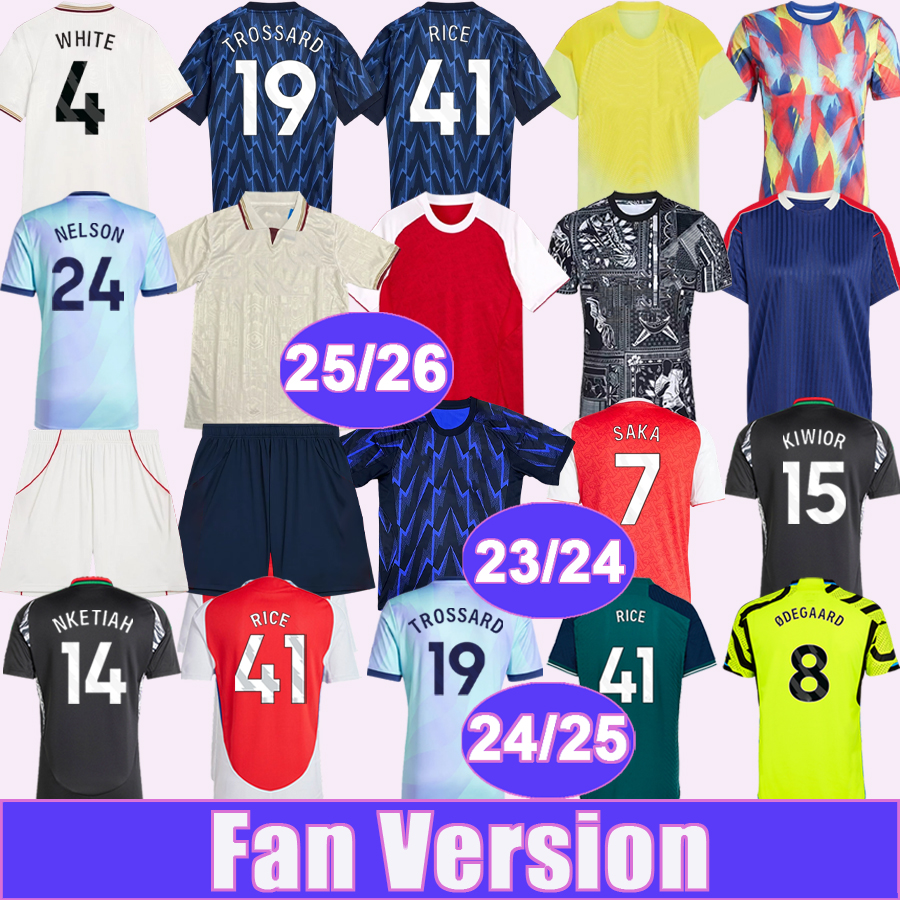 23 24 25 26 STERLING G.JESUS Mens Soccer Jerseys SAKA MARTINELLI SALIBA RICE Home Away 3rd Joint Pre-match Special Editions Goalkeeper Football Shirts