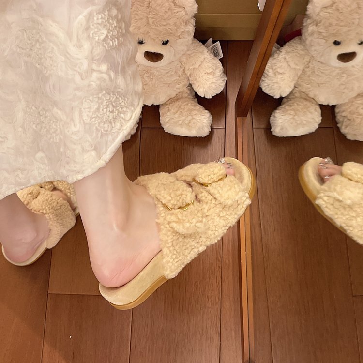 Hot free shipping desiger slippers for womens flat slippers green black beige grey brown Velvet toe wrapped slippers