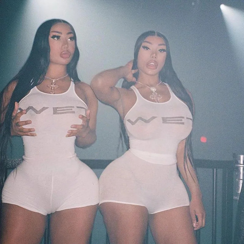 Summer Sexy WET Letters Printed Tshirt Women Transparent Skinny Cropped Harajuku Kpop Tee Shirt Femme Woman Clothes Tshirt 250828