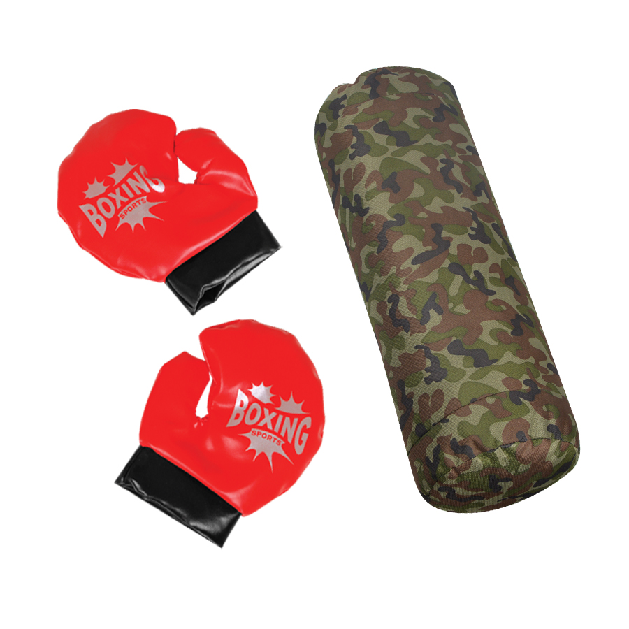 Army Camo Punching Bag Set with Gloves,Hanging Punch Bag with Hooks Boxing Toy for Boys, Adjustable Height Kids for Indoor Outdoor Training Gift