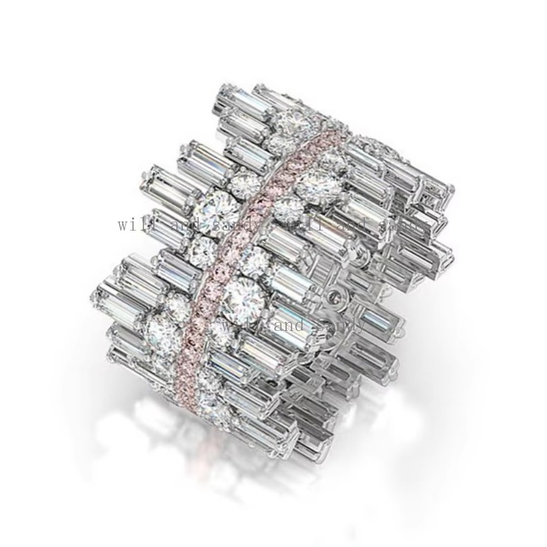 Luxury Womens Engagement Wedding Promise Ring Sterling Silver Wide Irregular Cubic Zirconia Knuckle Ring Luxury Statement Rings Cocktail Rings Jewelry Gift