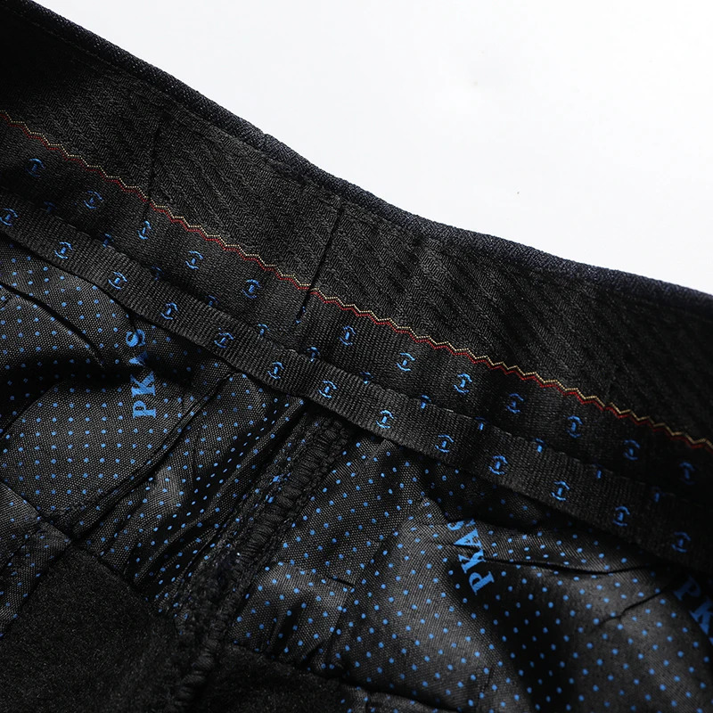 Mens Fleece Lined Suit Pants Business Casual Loose Straight Black Formal Dress Navy Blue Thick Warm Trousers 251023