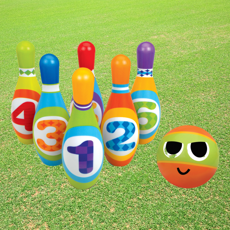 Colorful Kids' PU Bowling Set with Numbered Pins and Fun - Faced Ball for Indoor & Outdoor Play