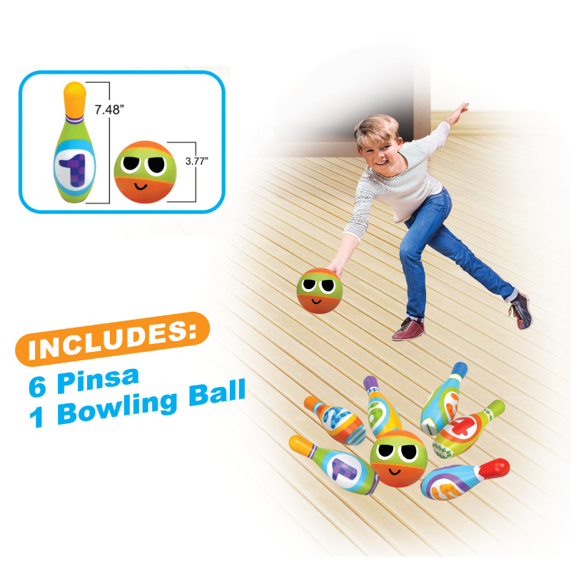 Colorful Kids' PU Bowling Set with Numbered Pins and Fun - Faced Ball for Indoor & Outdoor Play