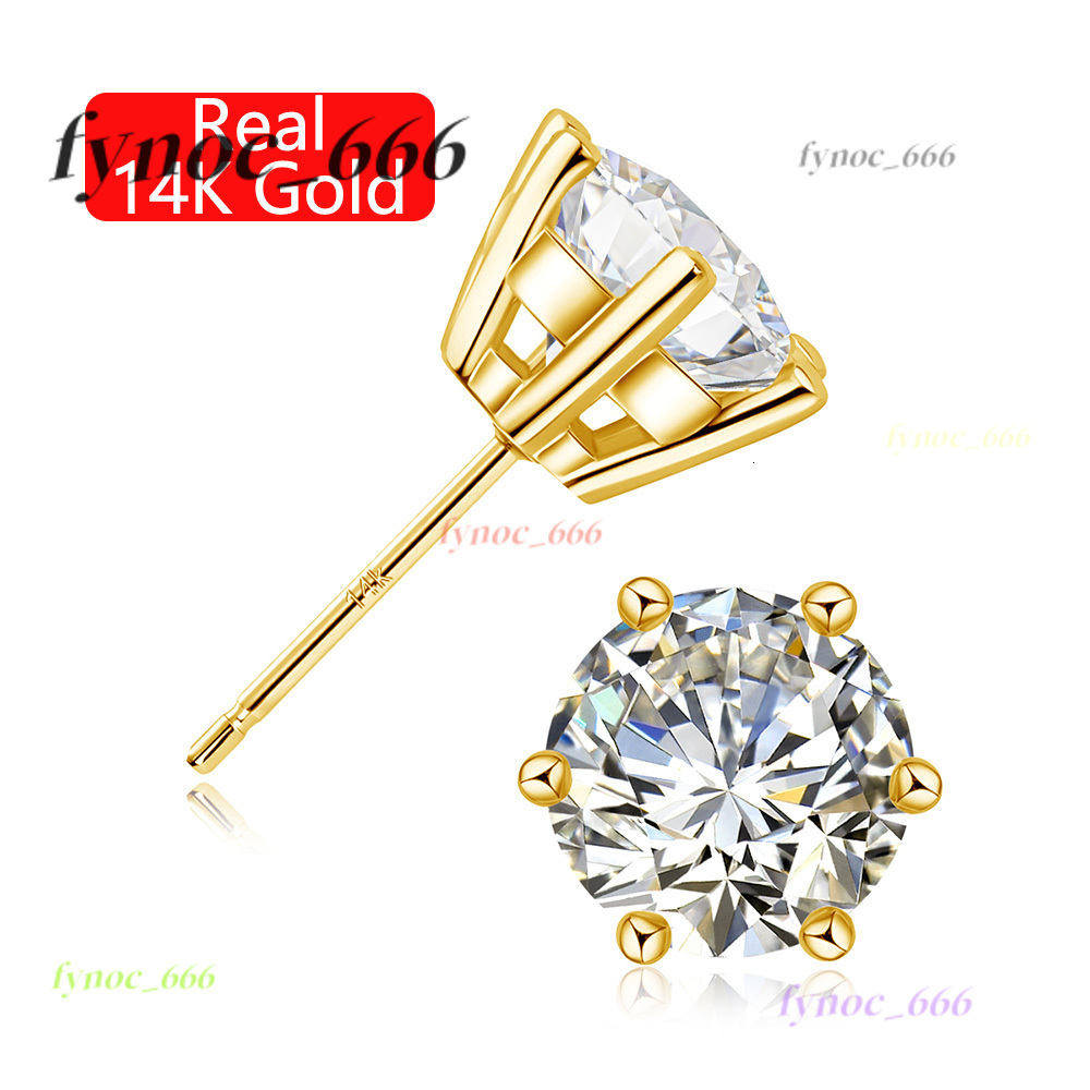 Quality Jewelry Woman Luxury New Year Gift Classic 6 Prong Design 1ct 2ct Moissanite Diamond Hollow 14K 925 Gold Stud Earrings