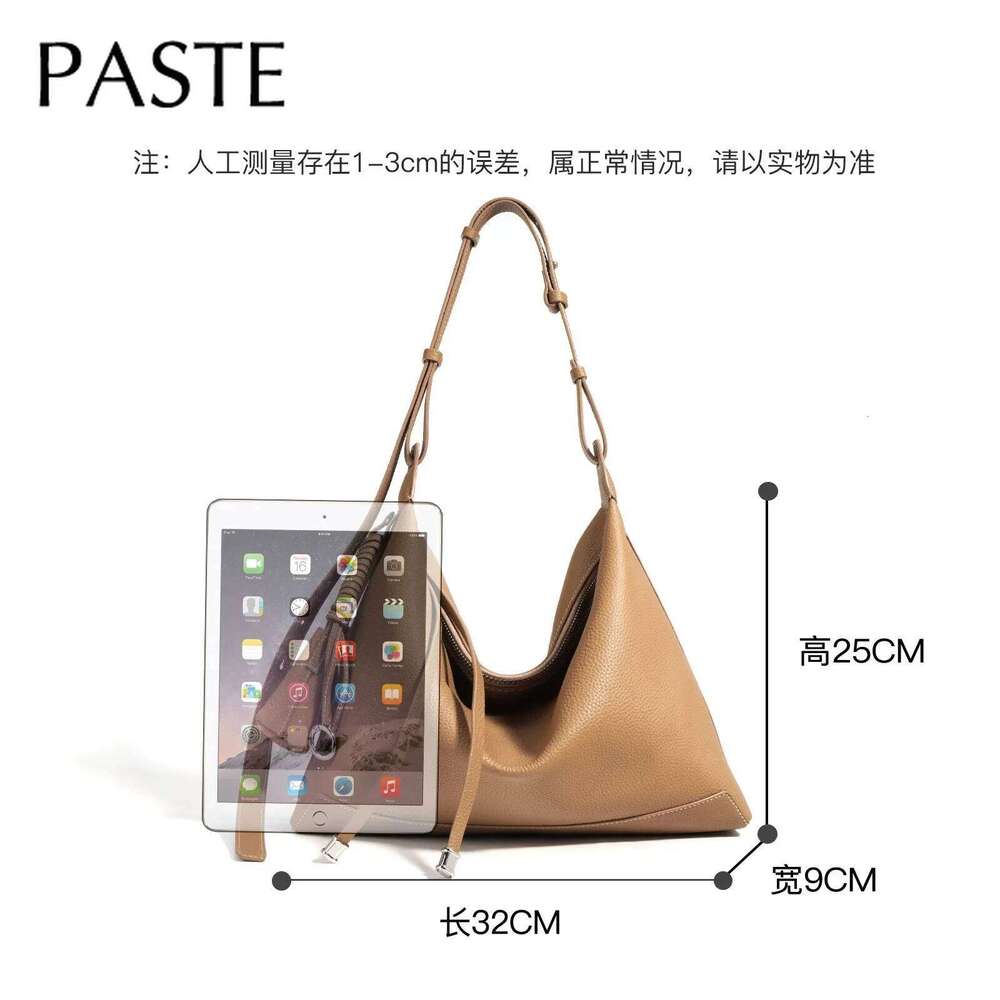 New Ins Chic Designer Large Capacity Commuter Tote First Layer Genuine Cow Leather Women's Handbag Connect With Small Purse