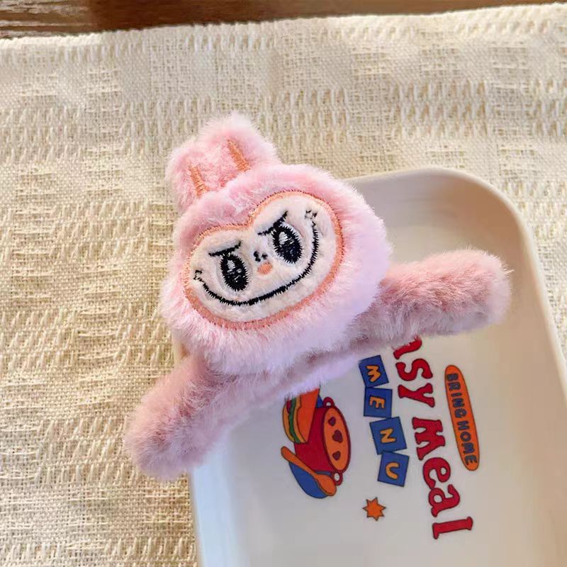 Labubu Plush Hair Claw Hats Scarves Gloves Cute Cartoon Hair Clip for Updos Hair Claw Accessories Set Claw Clips Jaw Clip Barrettes Hair Band