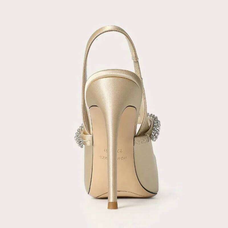 Zapatos Mujer Sandals Women Satin High Wedding Prom Shoes Summer Fashion Silk Dia Pointed Back Strap Heels