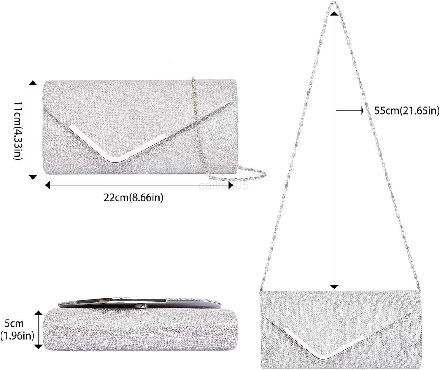 Clutch Purses for Women Shiny Sequin Envelope Clutch Evening Bag with Chain Fashion Sparkly Party Prom Purse Z25910