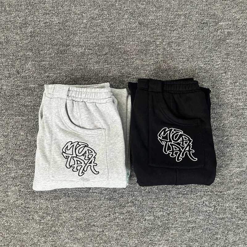 Black Mertra Jogger Drawstring Sweatpants for Men and Women Pure Cotton Oversized Embroidery Casual Pants X250828