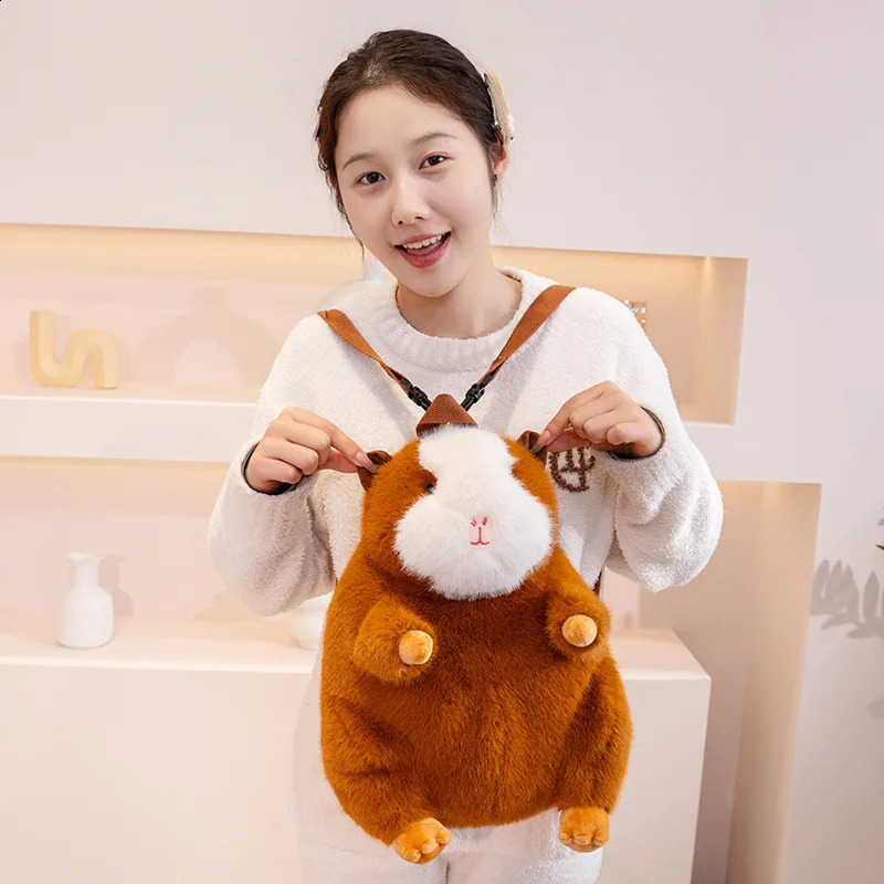 Cute Cartoon Guinea Pig Plush Backpacks Soft Stufted Dolls Kawaii Piggy Plushies Bag Childrens Backpack Womens Handbag 250828