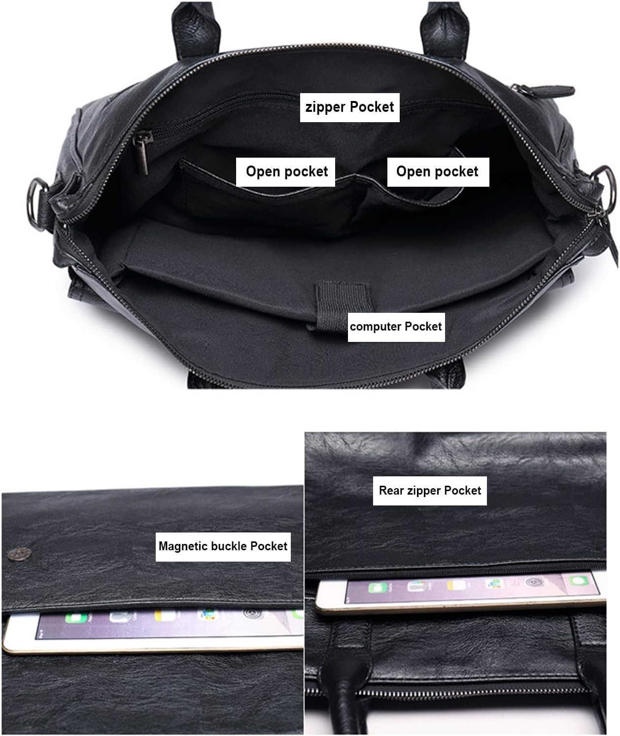 Leather Messenger Bag Satchel Bags Large Sling Briefcase Bag for Men and Women Waterproof Crossbody Shoulder Handbags with Adjustable Shoulder Strap f