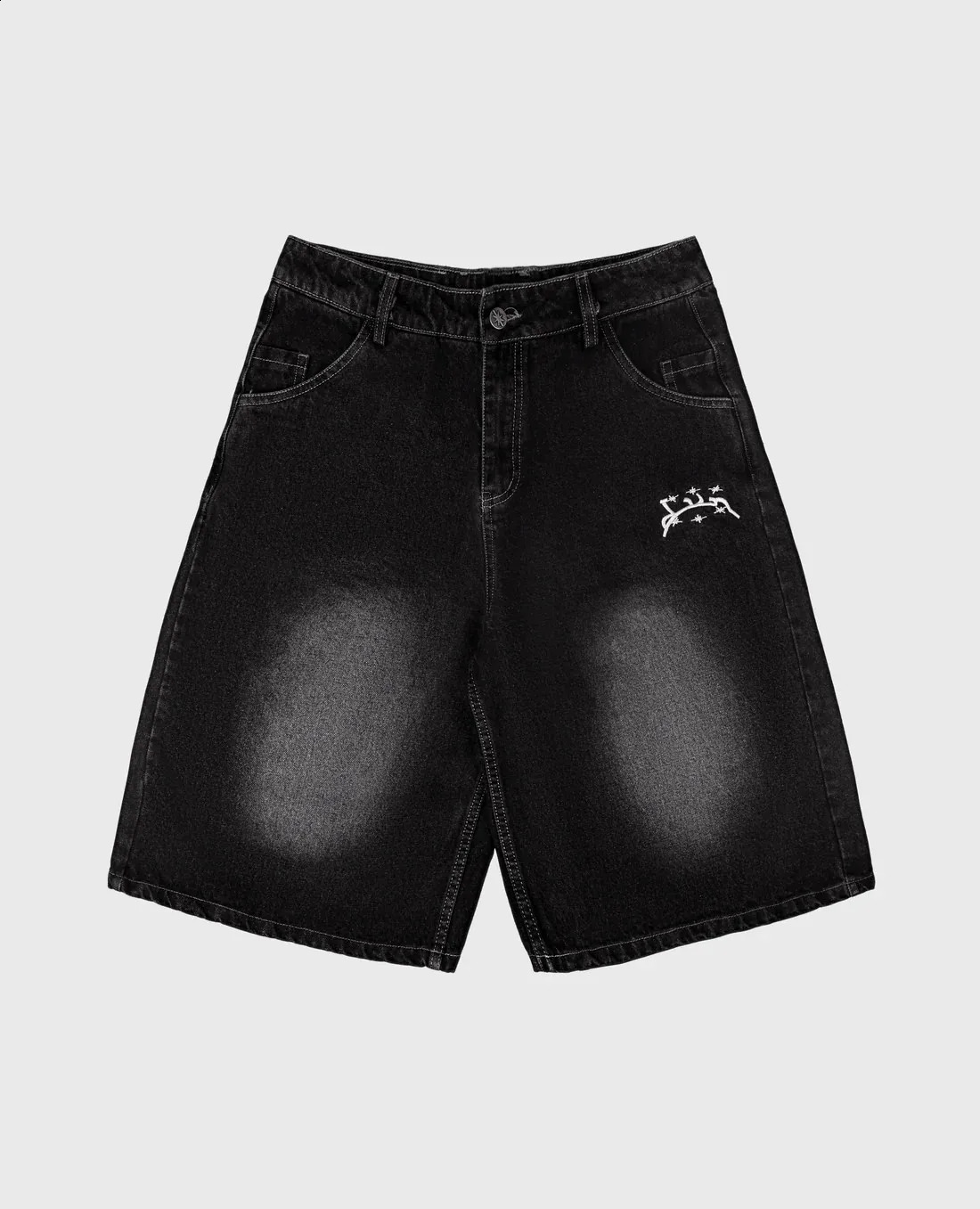 Streetwear Vintage Divin Denim Shorts Y2K Jeans Mens Harajuku Letter Baggy Shorts Low Waist Over The Knee Pants Casual Shorts 250828