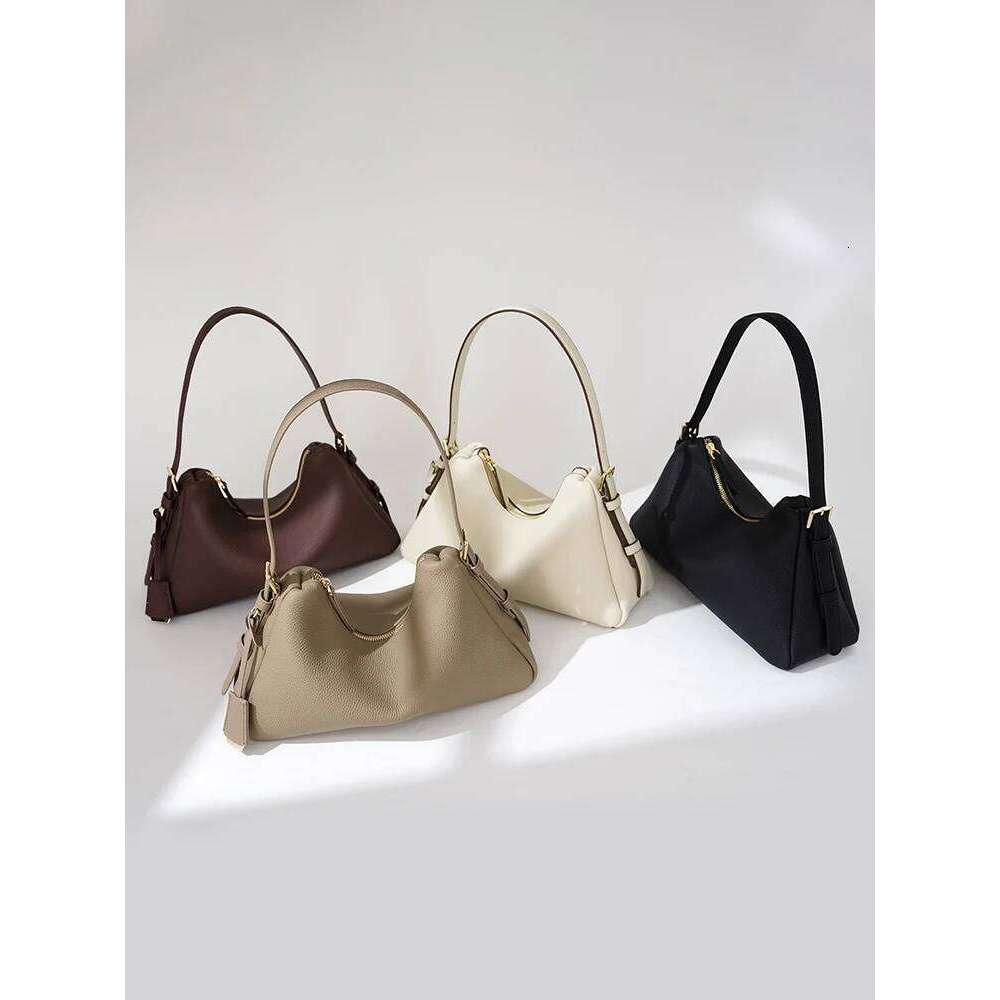 Zency Genuine Leather Satchel Bags For Women Simple Fashion Ladies Underarm Handbag Large Capacity Shoulder Purse Elegant Coffee