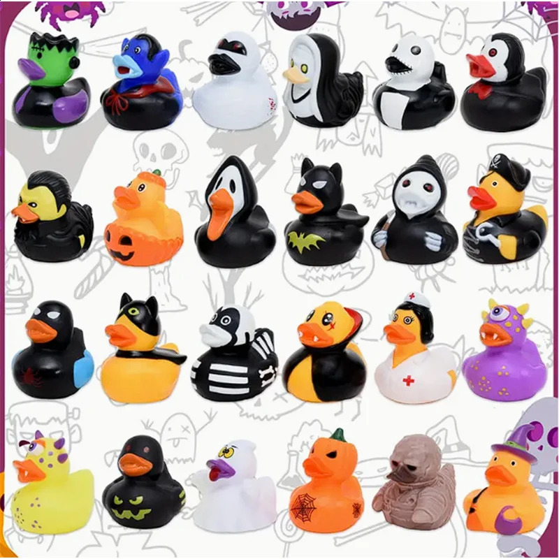 61224pcs Halloween Rubber Ducks Role Pack of Pumpkin Duck Funny Toys for Kids 250827