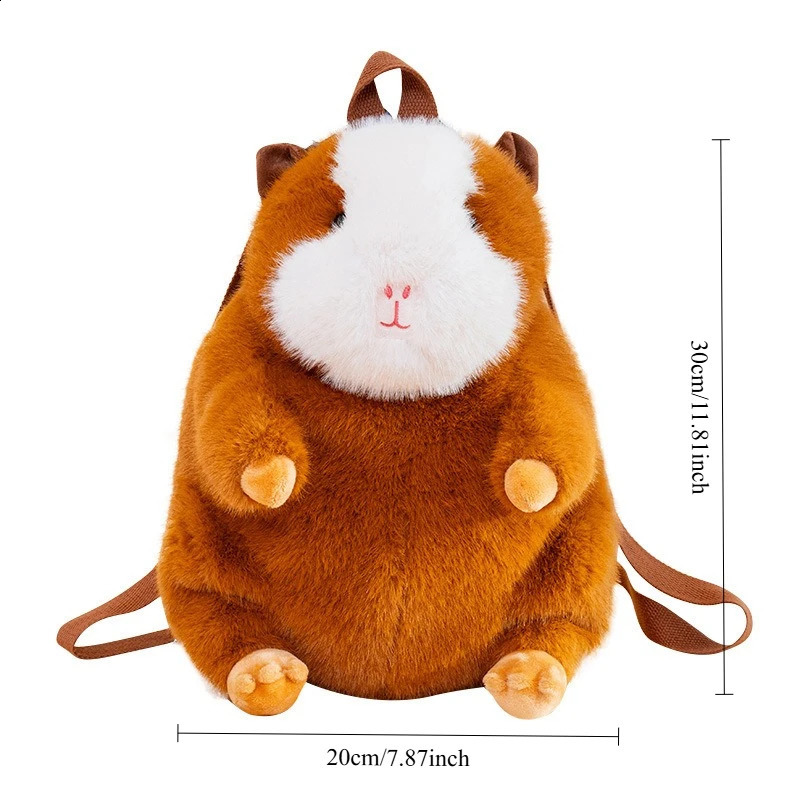 Cute Cartoon Guinea Pig Plush Backpacks Soft Stufted Dolls Kawaii Piggy Plushies Bag Childrens Backpack Womens Handbag 250828