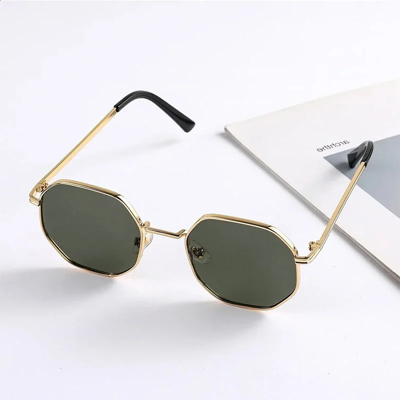 Fashion Boys Girls Octagon Metal Sunglasses Polygon Trend Childrens Sun Glasses Kids Outdoor UV400 Eyewear 250827